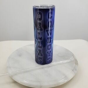 Dallas Cowboys 20oz Skinny Tumbler Blue Lightning NFL Football Travel Cup Straw